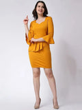 INFITROB Stunning Yellow Lycra Western Bodycon Dress - Elegant  Comfortable for Any Occasion - Perfect for Weddings, Parties, and More (Pack of 1) 01
