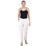 Joyful Bunny Cotton Lycra Stretch Cigarette Pants for Women (Partially Elasticized Waist)