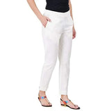 Joyful Bunny Cotton Lycra Stretch Cigarette Pants for Women (Partially Elasticized Waist)