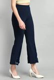 Sophisticated elegant Blue Cotton Blend Solid Trousers