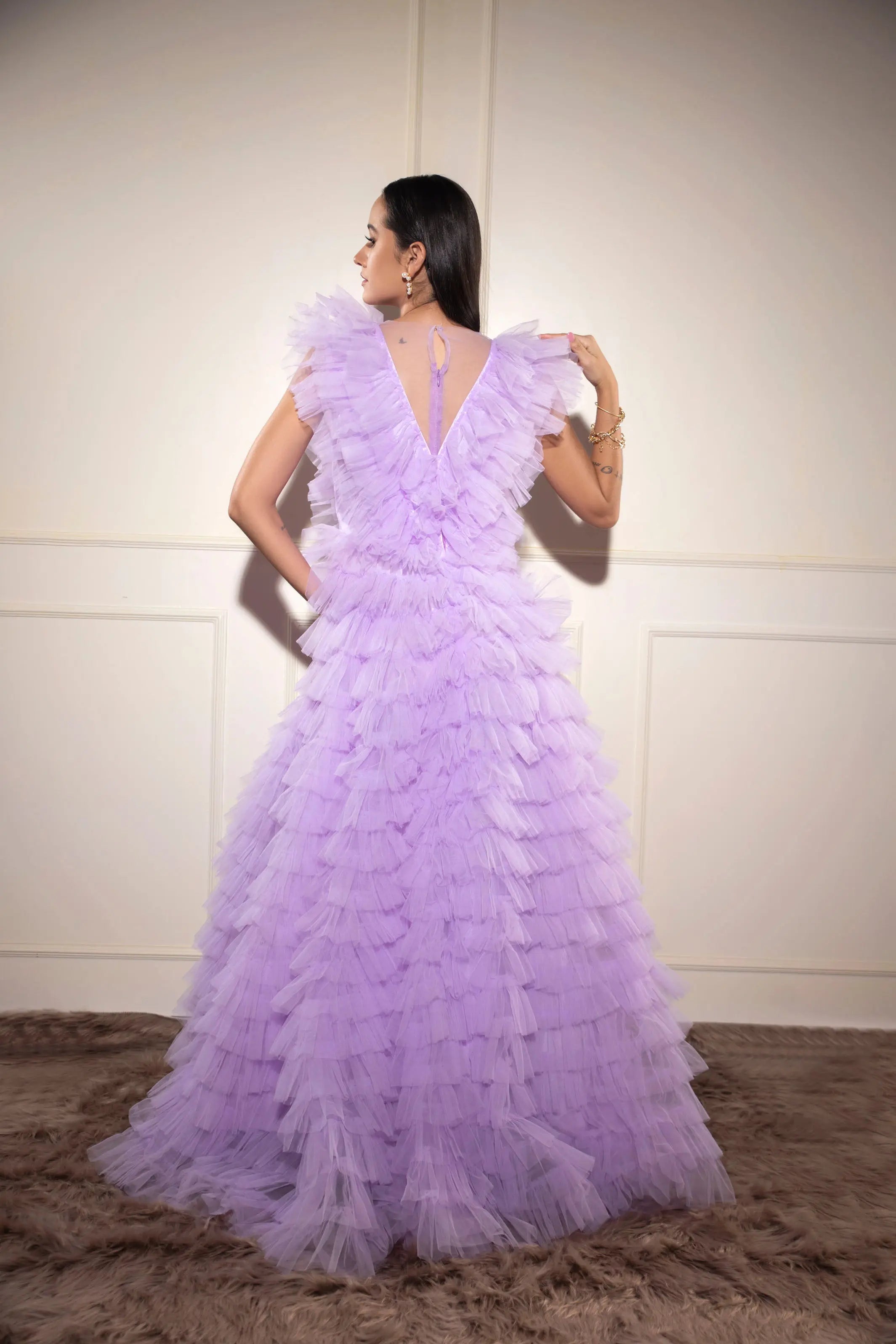 Deep V-neck Sleeveless long prom dress Glamfe