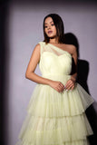 One shoulder tulle dress glamfe