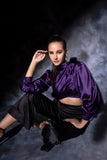 Purple top with designer sleeves Glamfe