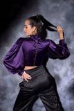 Purple top with designer sleeves Glamfe