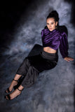 Purple top with designer sleeves Glamfe