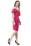 Flirty Pink Delight, Women's Summer Frilled Shift Dress on Spaghetti Straps