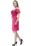 Flirty Pink Delight, Women's Summer Frilled Shift Dress on Spaghetti Straps