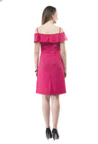 Flirty Pink Delight, Women's Summer Frilled Shift Dress on Spaghetti Straps