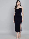 INFITROB Stylish and Chic Velvet Sleeveless A-Line Dress for Any Occasion - Flattering Cut and Premium Fabric for a Comfortable and Elegant Look 01