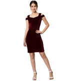 INFITROB Women Solid Stretchable Bodycon Velvet Dress
