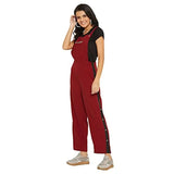 PANIT Women's Solid dungarees with side stripes