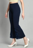 Sophisticated elegant Blue Cotton Blend Solid Trousers