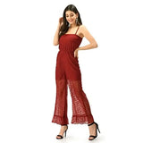 Teekhi Girl's Fashionable Wine-Colored Women's Jumpsuit