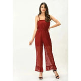 Teekhi Girl's Fashionable Wine-Colored Women's Jumpsuit