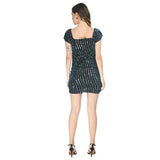 teekhi girl Women's Sequin Dress Bodycon Above Knee Lenght Shining Dress (Medium, Navy Blue)