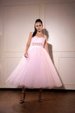 Baby pink tulle midi corset dress Glamfe