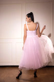 Baby pink tulle midi corset dress Glamfe