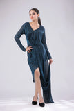 Embracing the High Low  Wrinkles Shimmer Drape Dress with Full Lining