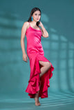 Embrace the Vibrant Charm of a Solid Color Fitted Ruffle Long Dress