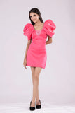 Flirty Pink Lycra Crepe Short Dress: Embrace Playful Elegance
