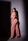 Peach pants jacket & bustier Set glamfe