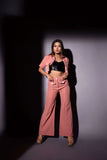 Peach pants jacket & bustier Set glamfe