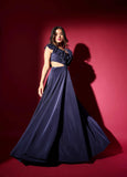 Pleated long evening gown