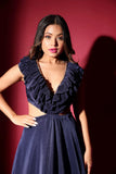 Pleated long evening gown Glamfe
