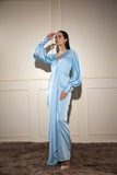 Puff sleeves long satin dress Glamfe