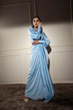 Puff sleeves long satin dress Glamfe