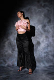 Stretchable black trousers with a beautiful detailing Glamfe